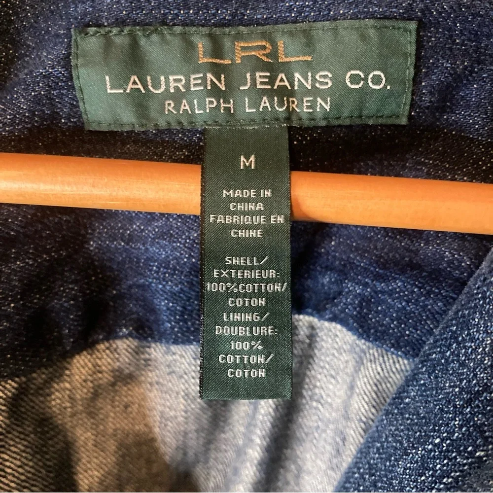 Lauren Ralph Lauren VTGE‎ Y2K Size Medium Denim Belted Blazer Jacket Button - Picture 14 of 15